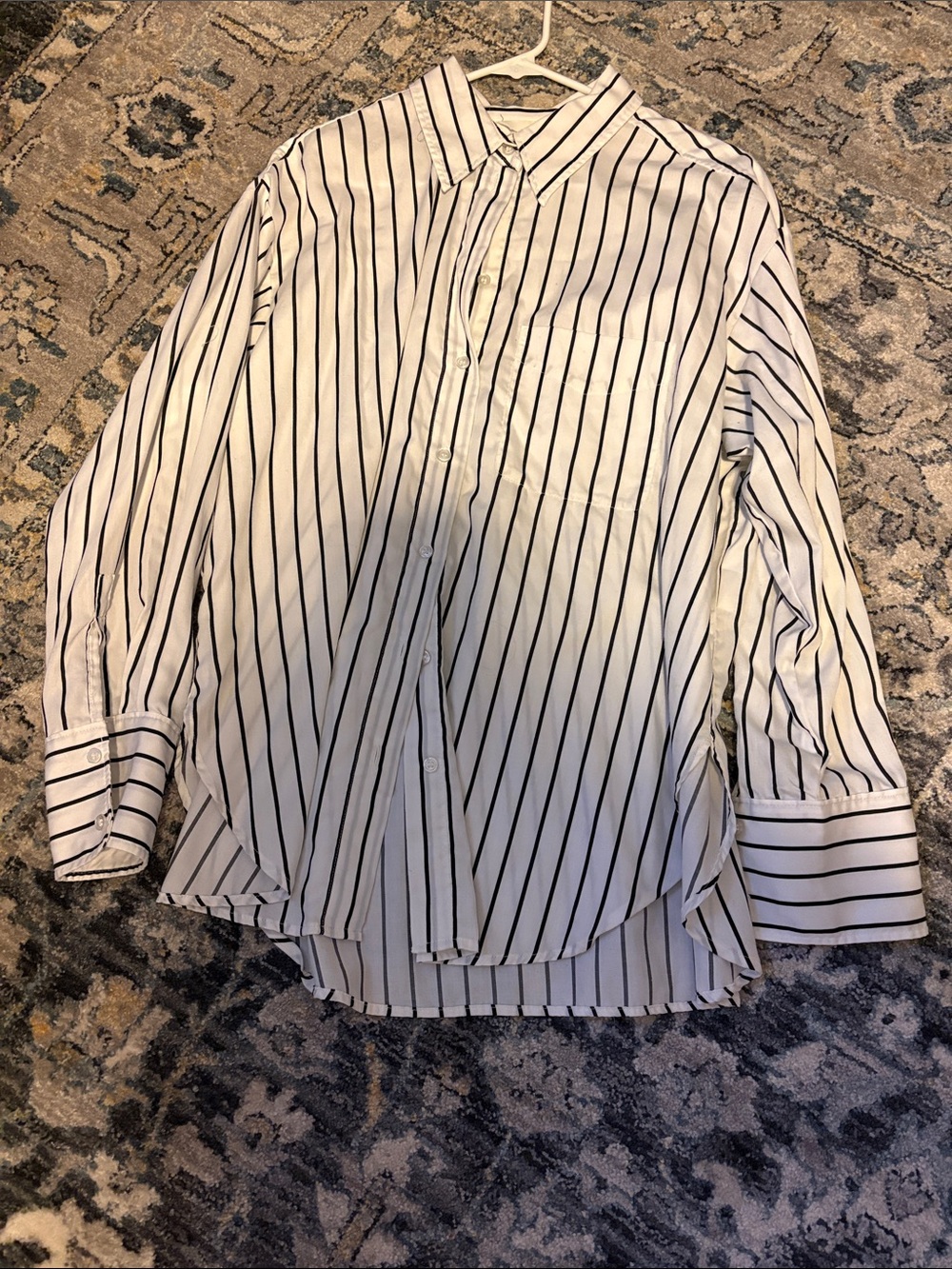 H&M White Button-Down Shirt with Black Stripes